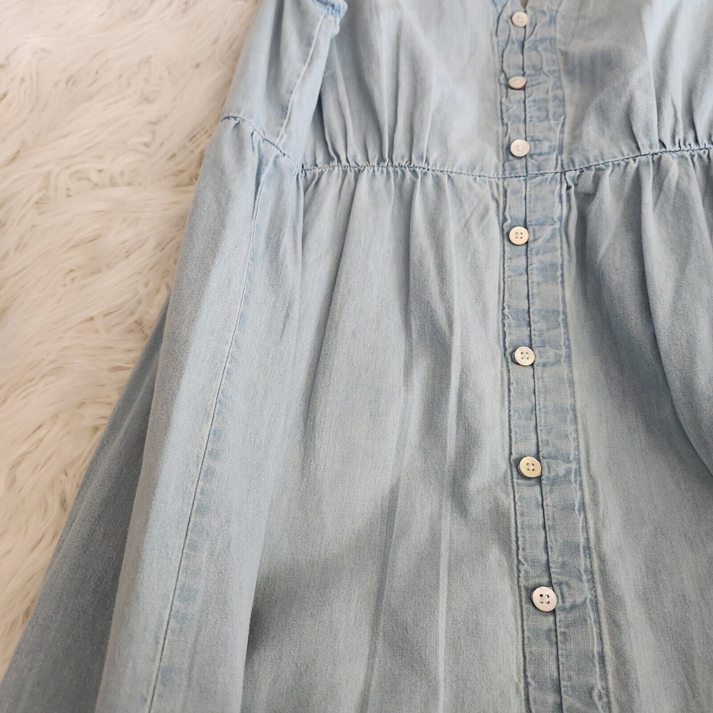 New Directions Women's 1X XL Chambray Tiered Midi Dress Blue Denim Sleeveless‎ - Picture 6 of 13